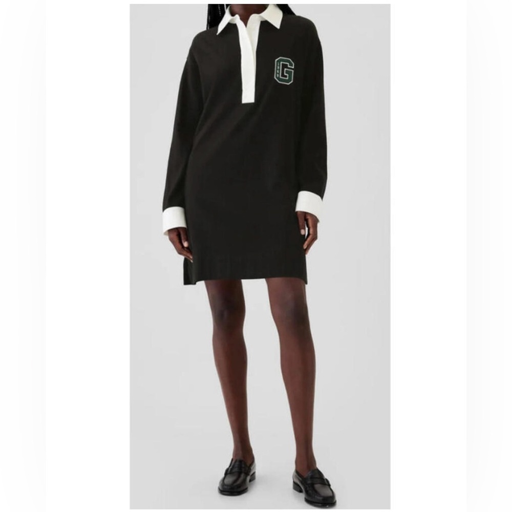 Gap Rugby Mini Dress Oversized Preppy Logo Academia Collared: L